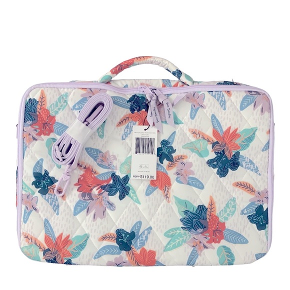 NWT Vera Bradley Ultralight Laptop Workstation Crossbody Tropical Floral Pattern - Picture 4 of 5